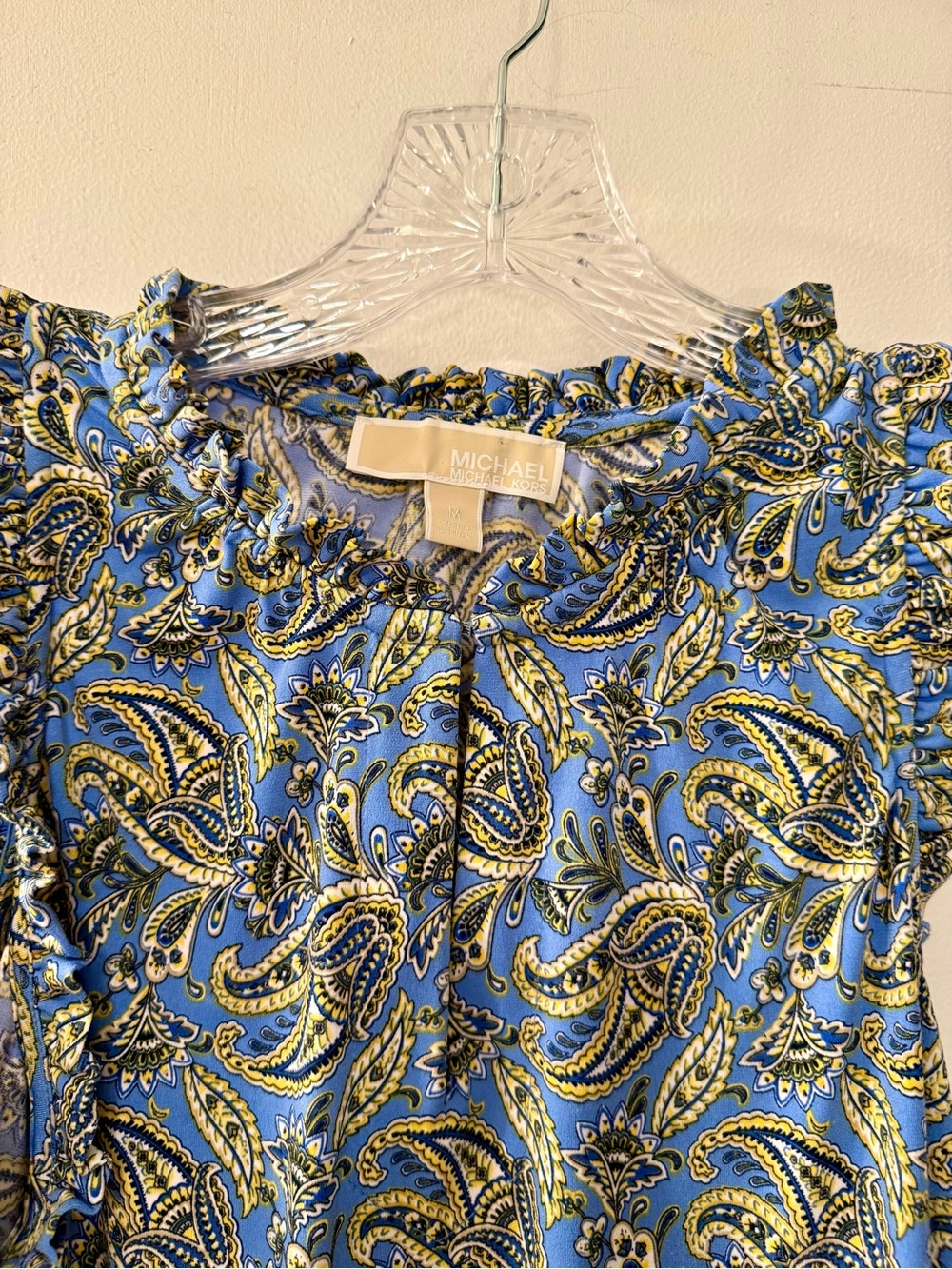 MICHAEL Michael Kors Blue and Yellow Paisley Top